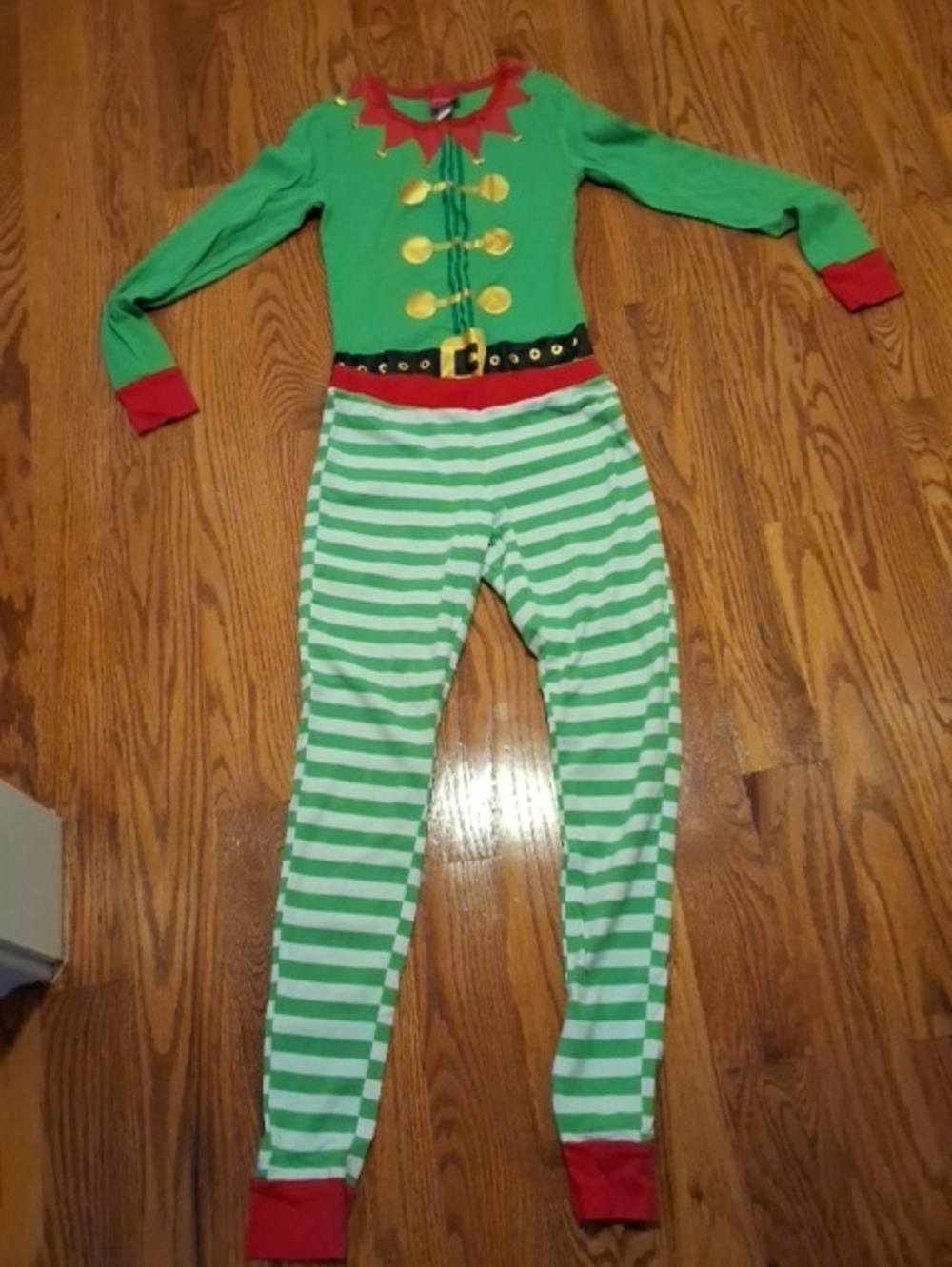 Christmas Pajamas Set Green & White Striped Elf 2 Piece Christmas Pajama Set - Picture 1 of 1
